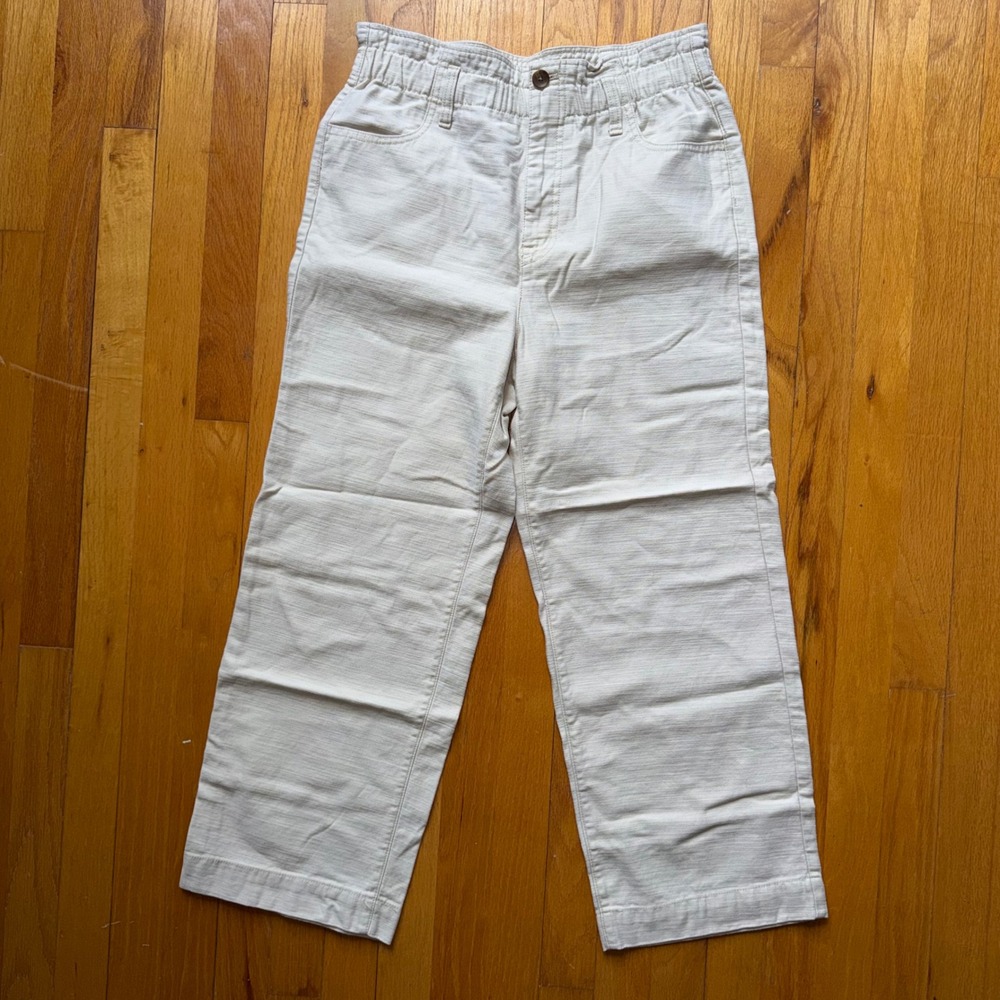 J.Crew Womens Cream High Rise Wide Leg Cotton Cropped Pants Size 6 Coastal Beach